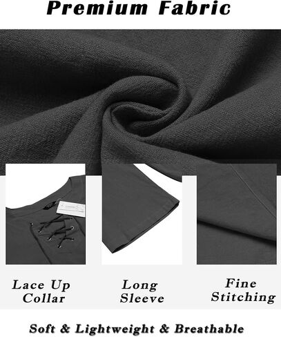 COOFANDY Mens Linen Beach Tee Shirts Cotton Hippie Shirts V Neck Long Sleeve Tunic Big and Tall Yoga Shirt in Saudi Arabia