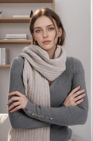 MissShorthair Cashmere Women and Mens Scarf for Winter Chunky Long Warm Thick Knit Wrap in Saudi Arabia
