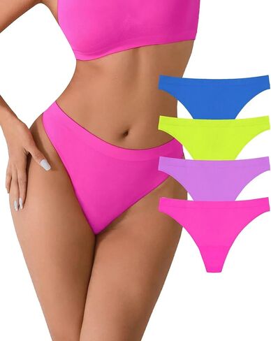 Jijivisha 4 قطع ملابس داخلية نسائية بدون خياطة سراويل داخلية للسيدات لا تظهر سراويل داخلية بكيني مثيرة منخفضة الارتفاع قابلة للتنفس in Saudi Arabia