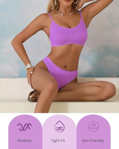 Jijivisha 4 قطع ملابس داخلية نسائية بدون خياطة سراويل داخلية للسيدات لا تظهر سراويل داخلية بكيني مثيرة منخفضة الارتفاع قابلة للتنفس in Saudi Arabia