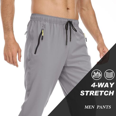 Rapoo Men's Lightweight Pants with Zipper Pockets Quick Dry Workout Athletic Travel Pants in Kuwait
