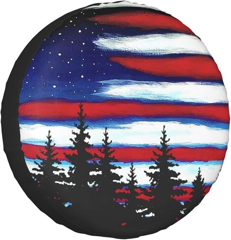 American Flag Spare Tire Cover Wheel Protectors Weatherproof Dust-Proof Wheel Covers Universal Fit for Jeep Wrangler Rv SUV Truck Travel Trailer and Many Vehicles 14"" 15"" 16"" 17"" in Saudi Arabia