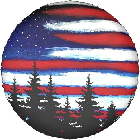 American Flag Spare Tire Cover Wheel Protectors Weatherproof Dust-Proof Wheel Covers Universal Fit for Jeep Wrangler Rv SUV Truck Travel Trailer and Many Vehicles 14"" 15"" 16"" 17"" in Saudi Arabia