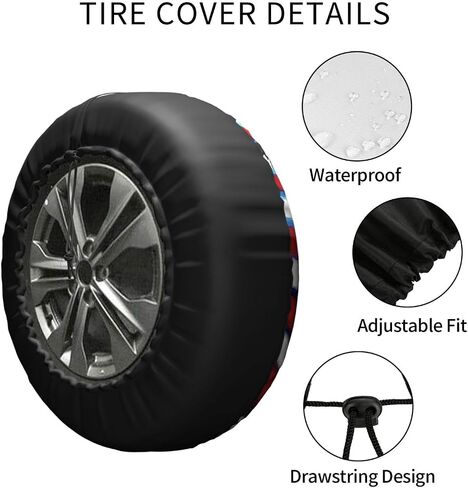 American Flag Spare Tire Cover Wheel Protectors Weatherproof Dust-Proof Wheel Covers Universal Fit for Jeep Wrangler Rv SUV Truck Travel Trailer and Many Vehicles 14"" 15"" 16"" 17"" in Saudi Arabia
