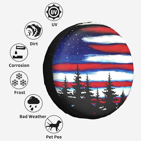 American Flag Spare Tire Cover Wheel Protectors Weatherproof Dust-Proof Wheel Covers Universal Fit for Jeep Wrangler Rv SUV Truck Travel Trailer and Many Vehicles 14"" 15"" 16"" 17"" in Saudi Arabia