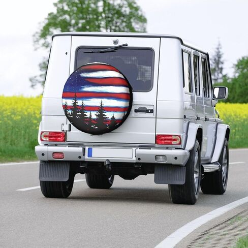American Flag Spare Tire Cover Wheel Protectors Weatherproof Dust-Proof Wheel Covers Universal Fit for Jeep Wrangler Rv SUV Truck Travel Trailer and Many Vehicles 14"" 15"" 16"" 17"" in Saudi Arabia