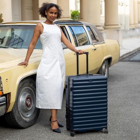 Elle Excursion 3 Piece Expandable Chic Spinner Luggage Set (Black, 3-Piece Set) in Saudi Arabia
