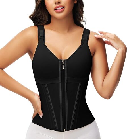 SHAPSHE Waist Trainer Corset for Women Tummy Control Sport Workout Body Shaper Vest for Women Postpartum Gym Zipper and Hooks in Saudi Arabia