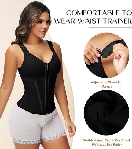 SHAPSHE Waist Trainer Corset for Women Tummy Control Sport Workout Body Shaper Vest for Women Postpartum Gym Zipper and Hooks in Saudi Arabia