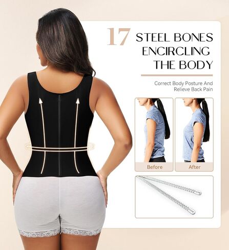 SHAPSHE Waist Trainer Corset for Women Tummy Control Sport Workout Body Shaper Vest for Women Postpartum Gym Zipper and Hooks in Saudi Arabia