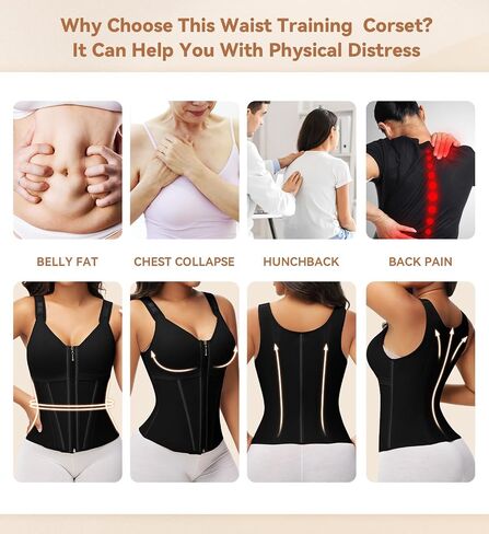 SHAPSHE Waist Trainer Corset for Women Tummy Control Sport Workout Body Shaper Vest for Women Postpartum Gym Zipper and Hooks in Saudi Arabia