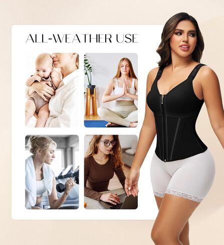 SHAPSHE Waist Trainer Corset for Women Tummy Control Sport Workout Body Shaper Vest for Women Postpartum Gym Zipper and Hooks in Saudi Arabia