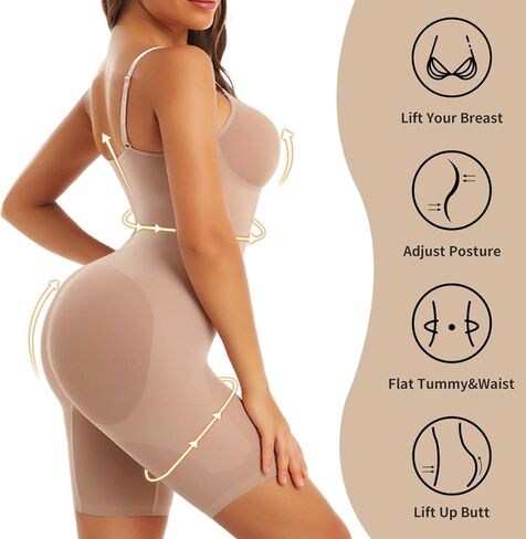 بدلة للجسم من EUYZOU للنساء للتحكم في البطن - رفع المؤخرة لكامل الجسم، شورت قصير أنحف للفخذ بدون خياطة in Kuwait