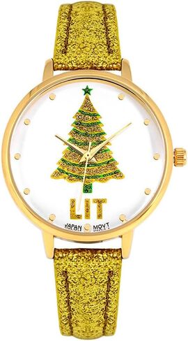 MASTOP Christmas Tree Watches for Women Santa Claus Snowflake Design 32mm Dial PU Leather Women Watch Men Christmas Gift Gold Green Silver Waistwatch Analog, Unique Fun Novelty in Saudi Arabia
