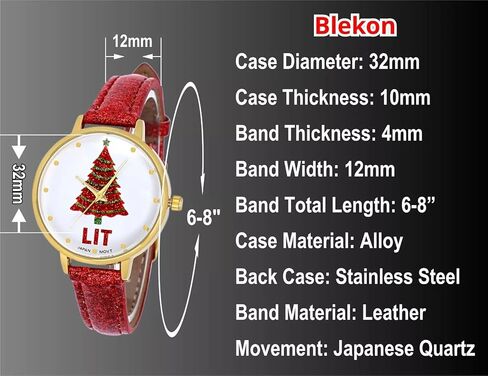 MASTOP Christmas Tree Watches for Women Santa Claus Snowflake Design 32mm Dial PU Leather Women Watch Men Christmas Gift Gold Green Silver Waistwatch Analog, Unique Fun Novelty in Saudi Arabia