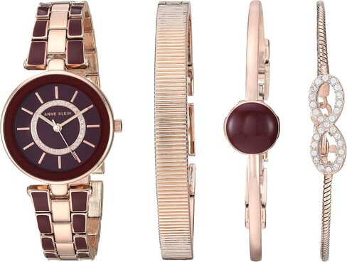 Anne Klein Women's AK/3286BKST Premium Crystal Accented Gold-Tone and Black Watch and Bracelet Set in Saudi Arabia