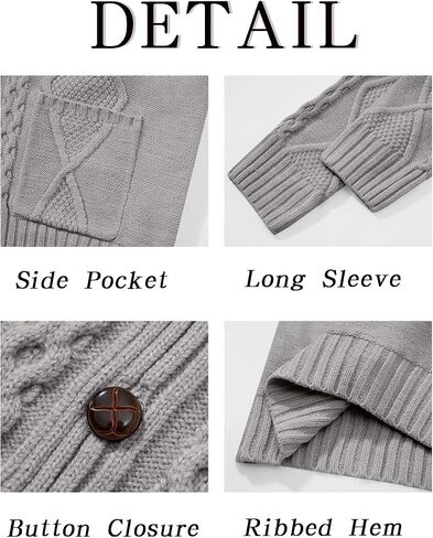 Runcati Mens Shawl Collar Cardigan Sweater Cable Knit Button Down Long Sleeve Casual Sweater with Pockets in Saudi Arabia