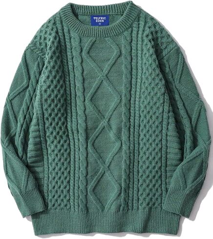 Aelfric Eden Cable Knit Sweater Men Oversized Rory Gilmore Crewneck Knitted Sweater Pullover 2024 Vintage Fall Sweaters Tops in Saudi Arabia