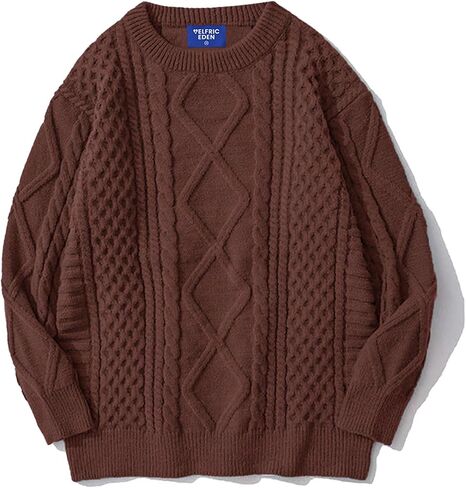 Aelfric Eden Cable Knit Sweater Men Oversized Rory Gilmore Crewneck Knitted Sweater Pullover 2024 Vintage Fall Sweaters Tops in Saudi Arabia