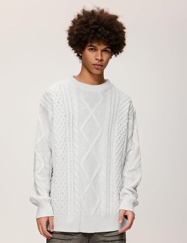 Aelfric Eden Cable Knit Sweater Men Oversized Rory Gilmore Crewneck Knitted Sweater Pullover 2024 Vintage Fall Sweaters Tops in Saudi Arabia