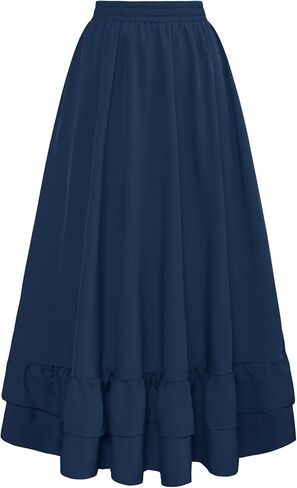 Scarlet Darkness Women Renaissance Skirt Medieval Ruffle Layered Maxi Skirts in Kuwait
