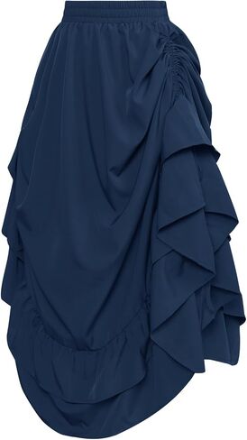 Scarlet Darkness Women Renaissance Skirt Medieval Ruffle Layered Maxi Skirts in Kuwait