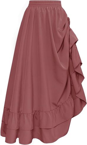 Scarlet Darkness Women Renaissance Skirt Medieval Ruffle Layered Maxi Skirts in Kuwait