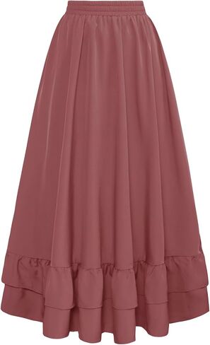 Scarlet Darkness Women Renaissance Skirt Medieval Ruffle Layered Maxi Skirts in Kuwait