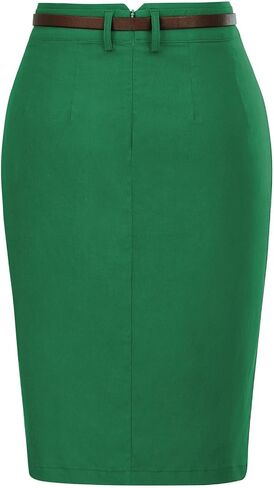 Kate Kasin Women's Bodycon Pencil Skirt with Belt Solid Color Hip-Wrapped in Saudi Arabia