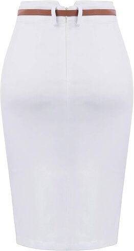 Kate Kasin Women's Bodycon Pencil Skirt with Belt Solid Color Hip-Wrapped in Saudi Arabia