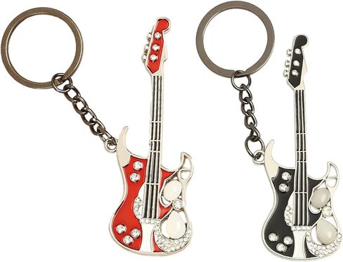 mdgfge الشرير الموسيقى الغيتار المفاتيح آلة موسيقية لطيف كيرينغ الغيتار الكهربائي حلقات المفاتيح حبة نقطة الحفر مفتاح حامل للنساء الرجال عشاق الموسيقى (2 جهاز كمبيوتر شخصى) in Kuwait