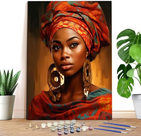 Reofrey Complete Adult Paint by Numbers Kit Africa- 40x50cm Canvas, Man Watercolor Paint - Acrylic Paint Set - Relaxing DIY Art for Beginners & Experts - Home Wall Decoration in Saudi Arabia