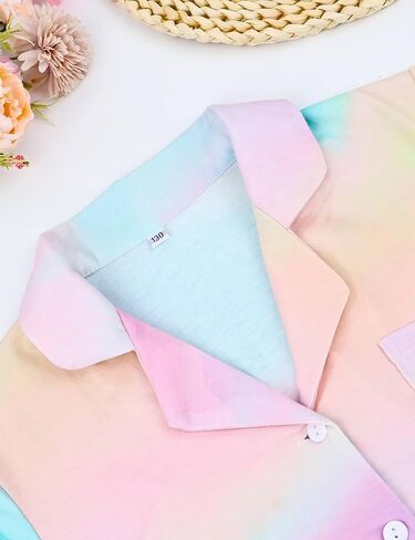 5 Pcs Kids Girls Pajamas Set with Headband Blindfold Boy Girl Button-up Pajama Sleepwear Nightwear in Saudi Arabia