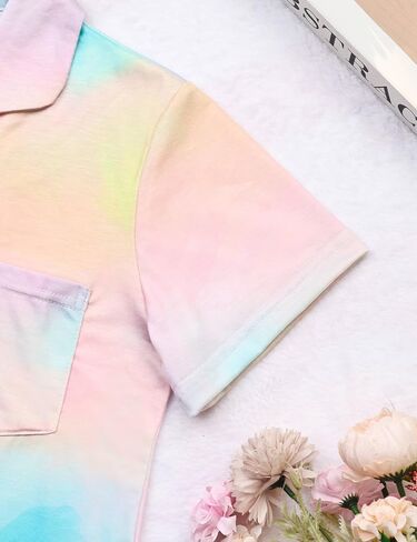 5 Pcs Kids Girls Pajamas Set with Headband Blindfold Boy Girl Button-up Pajama Sleepwear Nightwear in Saudi Arabia