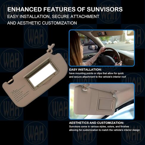 Left Driver Beige Sunvisor Replacement Compatible with 2004-2010 Kia Sportage 852021F090EZ Sun Visor 852011F090LX in Kuwait