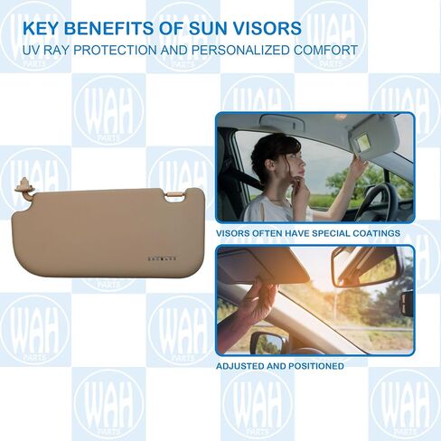 Left Driver Beige Sunvisor Replacement Compatible with 2004-2010 Kia Sportage 852021F090EZ Sun Visor 852011F090LX in Kuwait