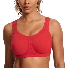 SYROKAN Women's High Impact Removable Pads Sports Bra Underwire Full Coverage Support Workout Running Bra