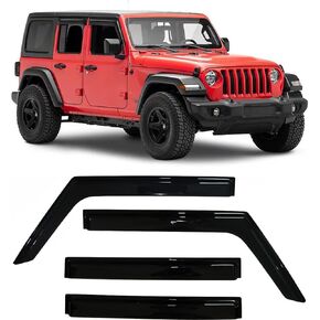 Tape-On Side Car Window Visors Rain Guards for 2018-2025 Jeep Wrangler JL Unlimited 4 Door & for 2020-2025 Jeep Gladiator JT Smoke Tinted Vent Deflector Sun Shades