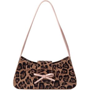 Women's Shoulder Bag Crescent Hobo Bags Vegan Leather Handbag Y2K Bow Clutch Purse
