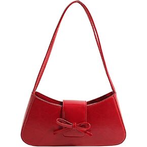 Shoulder Bags for Women Trendy Coquette Bow Purse Shoulder Purse Y2K Purse PU Leather Bow Bag Purse Hobo Handbag