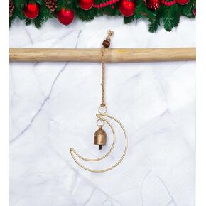 Handmade Christmas Metal Bells for Decorative Classic Festival Ornaments Ideal for Trees,Wreaths, Garlands Home Decor (Moon)