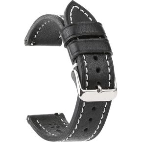 Soft Vegetable Tanned Leather Watch Bands, Quick Release Watch Strap Replacement,Choice of Width-18mm 20mm 22mm or 24mm