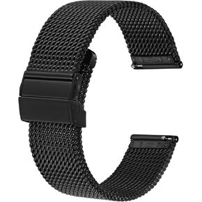 BISONSTRAP Metal Watch Bands, Foldover Clasp, 316L Stainless Steel Mesh Watch Straps, Quick Release Replacement Band for Men and Women, 18mm 20mm 22mm