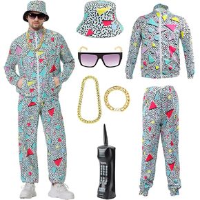 80s 90s Outfit for Men 80s Tracksuit Costume Mens 80 90s Themed Outfit for Party 80s Windbreaker Set 90 Sportswear
