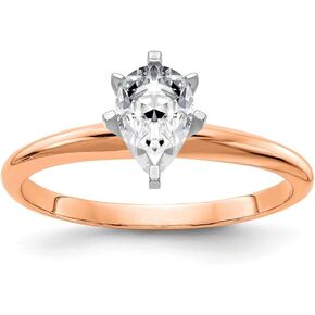 14K Rose Gold 2.0ct. 10x7mm Pear Moissanite Solitaire Ring