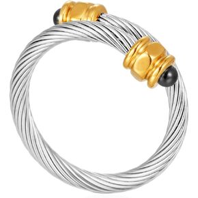 Women's Pearl Ring, Cable Ring with Cuff Design, and Black Agate Style are Available for Selection, Suitable for Finger Circumference sizes 7-9 in the US