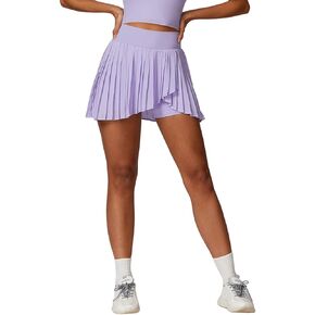 Mulisky Tennis Skirt, Pleated Skirts for Women with Shorts Underneath, Mini Athletic Golf Skorts for Woman Purple