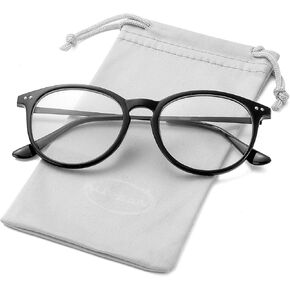 Kursan Non Prescription Clear Lens Fake Glasses for Women Men Retro Round Plastic Frame Eyeglasses