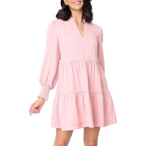 Long Sleeve Decked Out Day Dress for Women - Frilly Ruffle Accents & Tiered Skirt - Sizes Vary in Kuwait