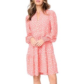 Long Sleeve Decked Out Day Dress for Women - Frilly Ruffle Accents & Tiered Skirt - Sizes Vary